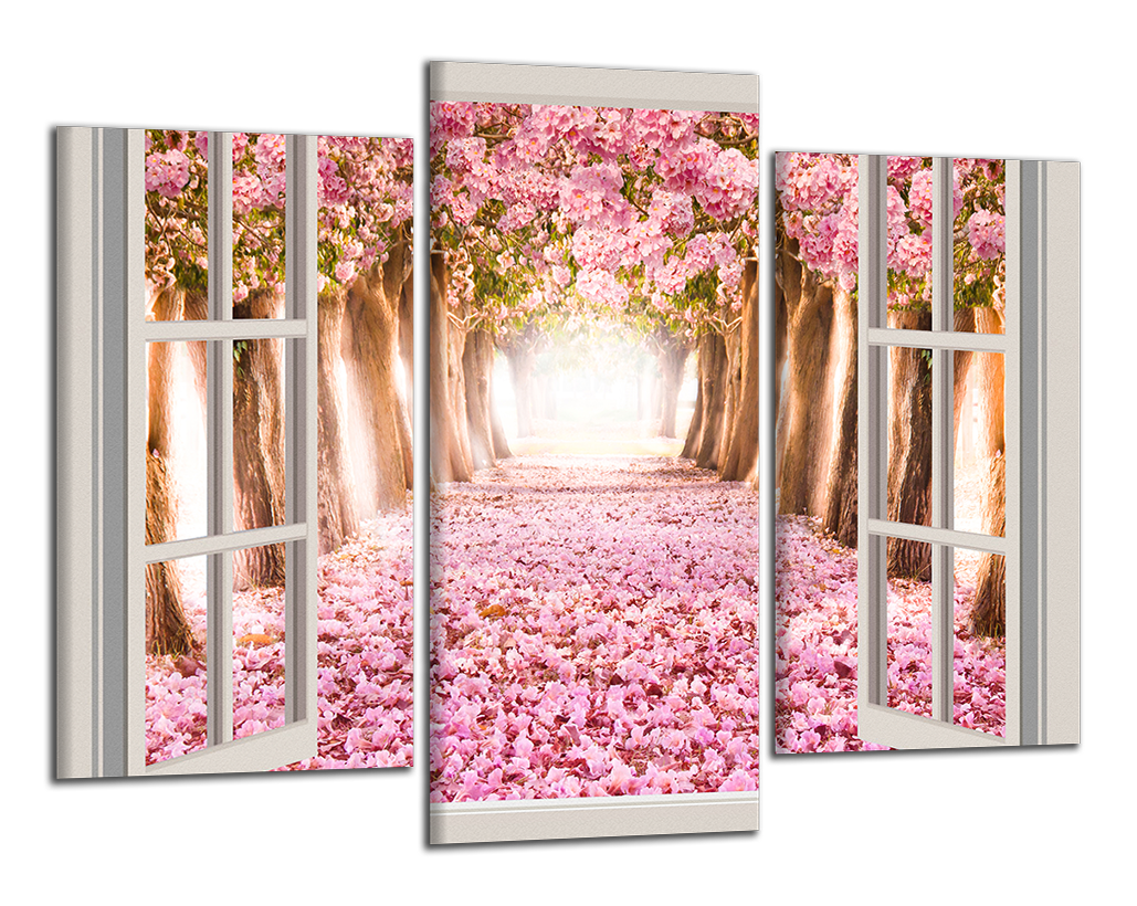 Obdĺžnikový obraz Okno do aleje kvetov
