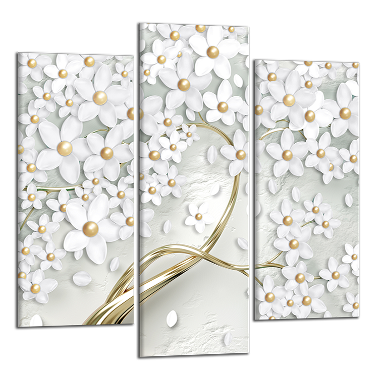 Štvorcový obraz Zlatý strom a biele kvety