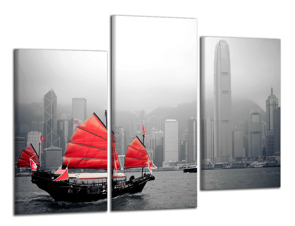 Obdĺžnikový obraz Loď a Hong Kong