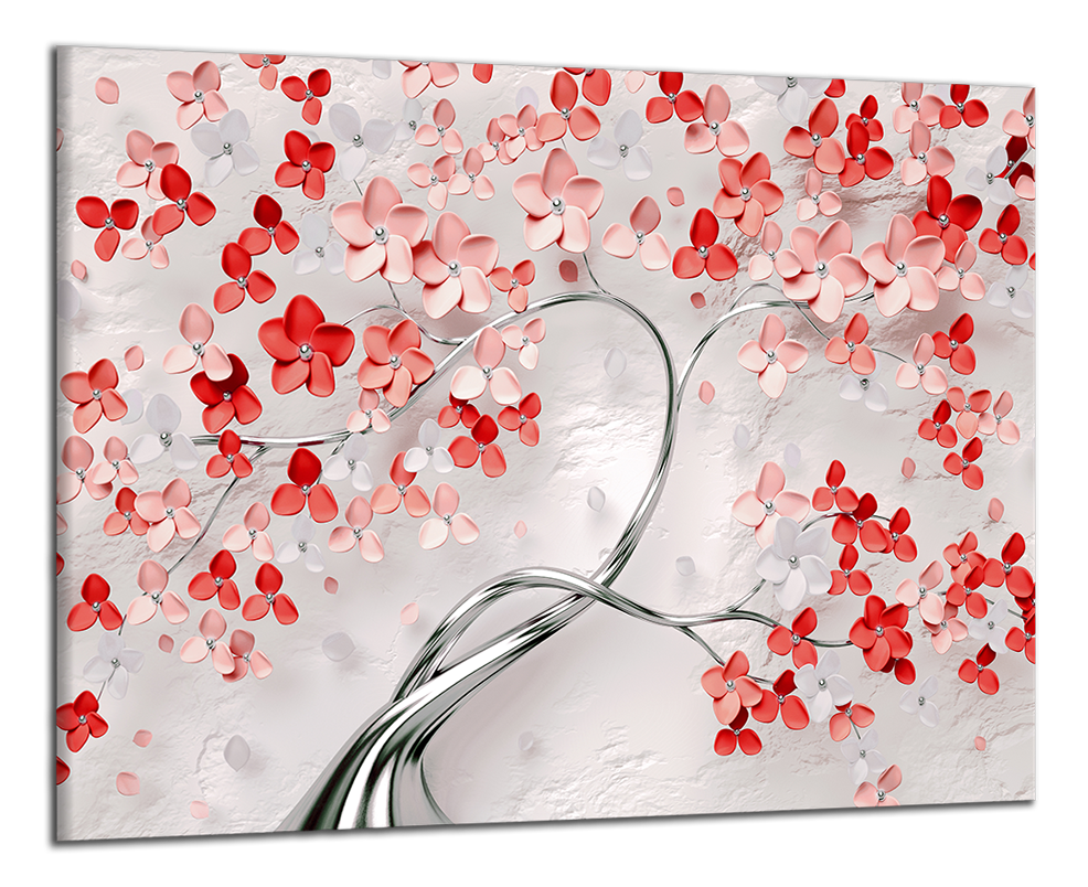 Obdĺžnikový obraz Strom a červené kvety