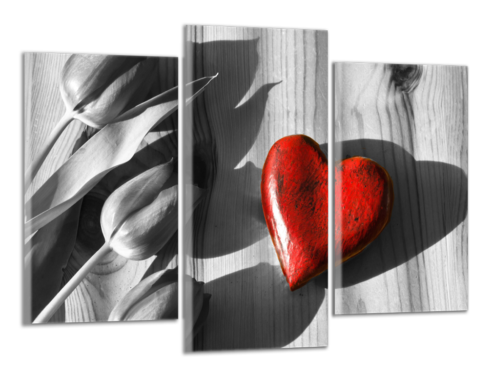 Obdĺžnikový obraz Srdce a tulipány