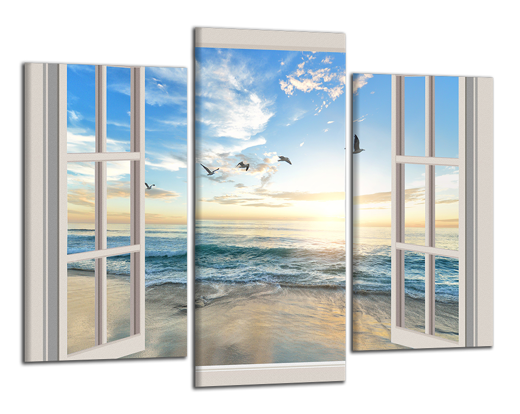 Obdĺžnikový obraz Okno na pláž