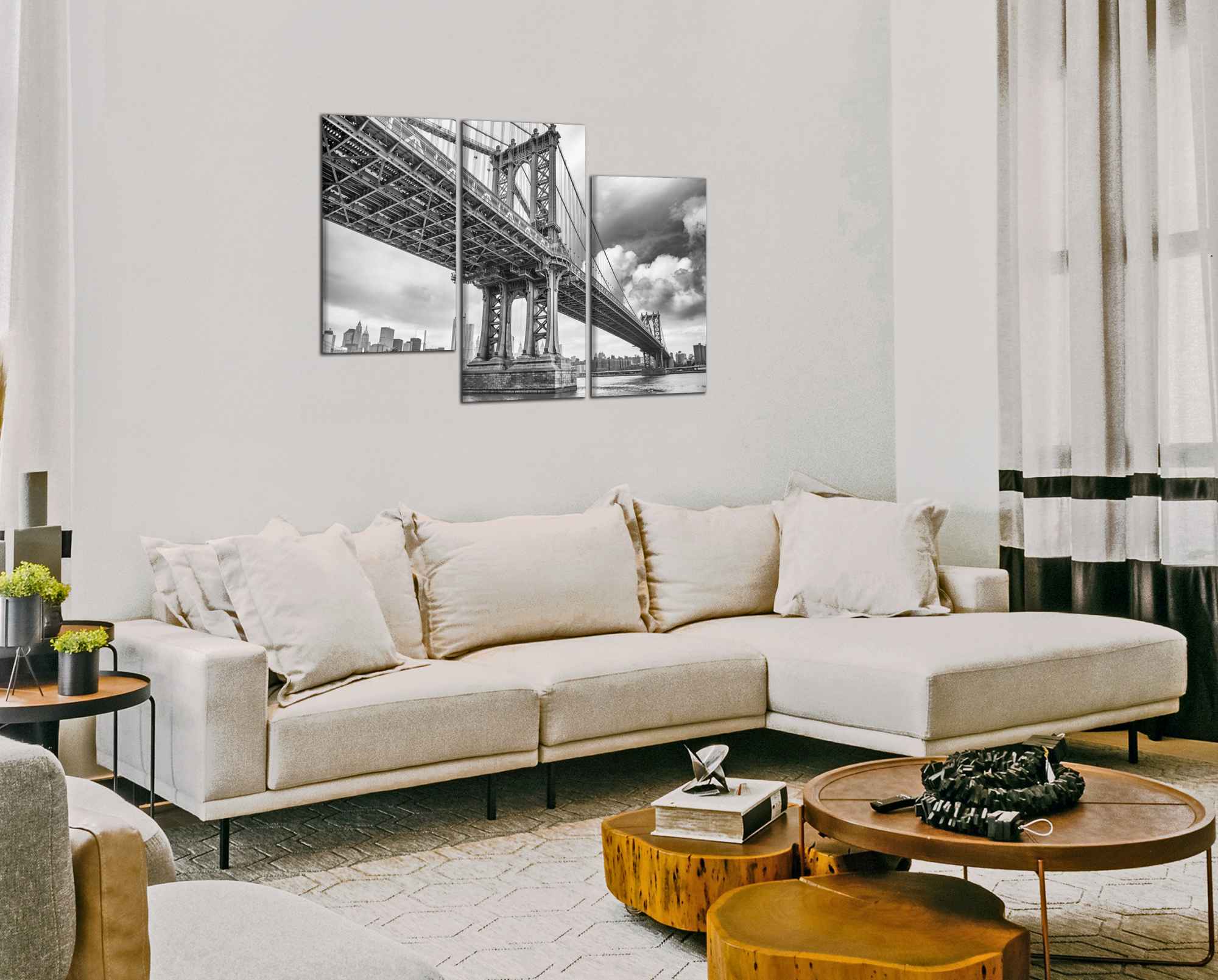 Obdĺžnikový obraz Čiernobiely obraz Most Brooklyn