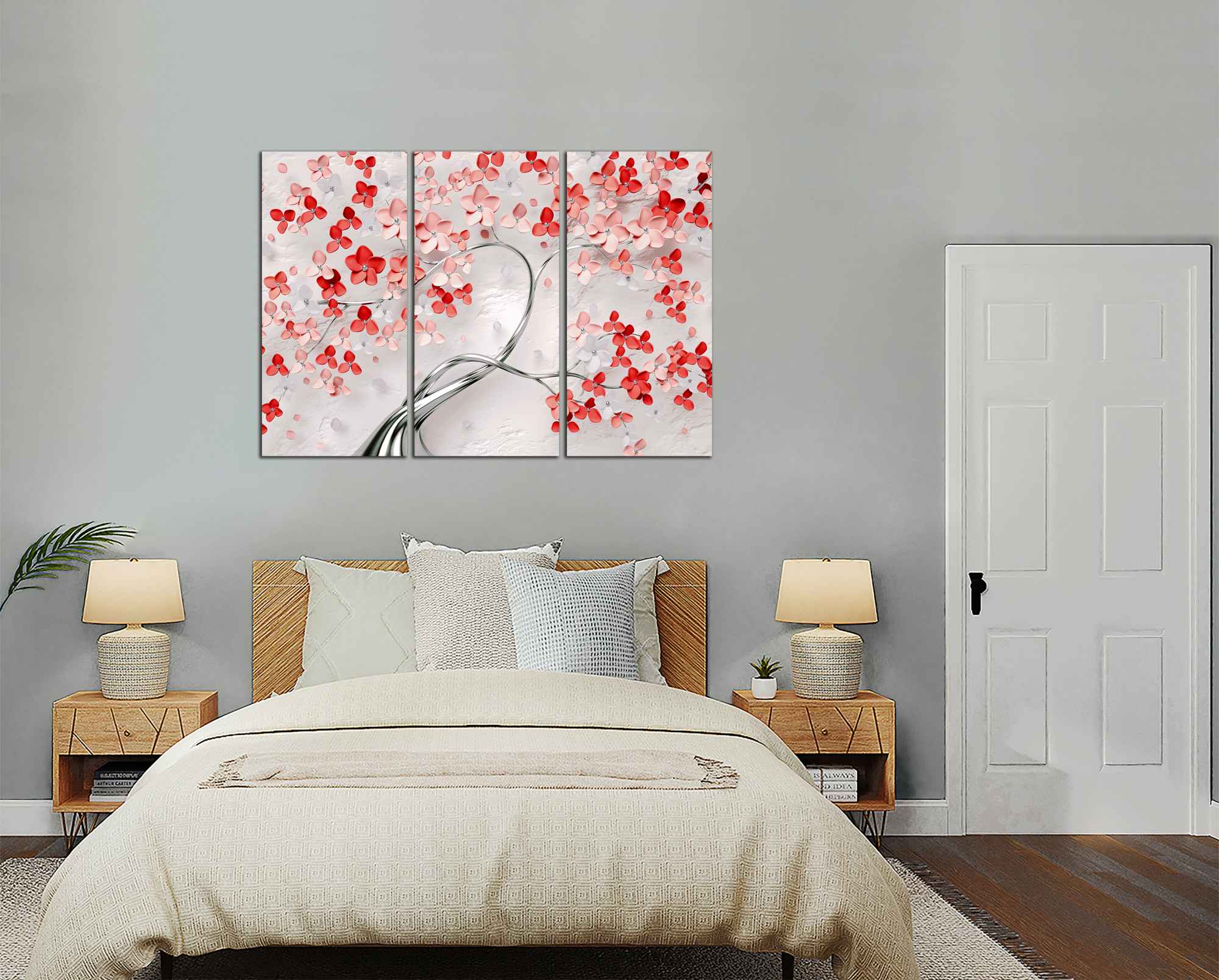 Obdĺžnikový obraz Strom a červené kvety
