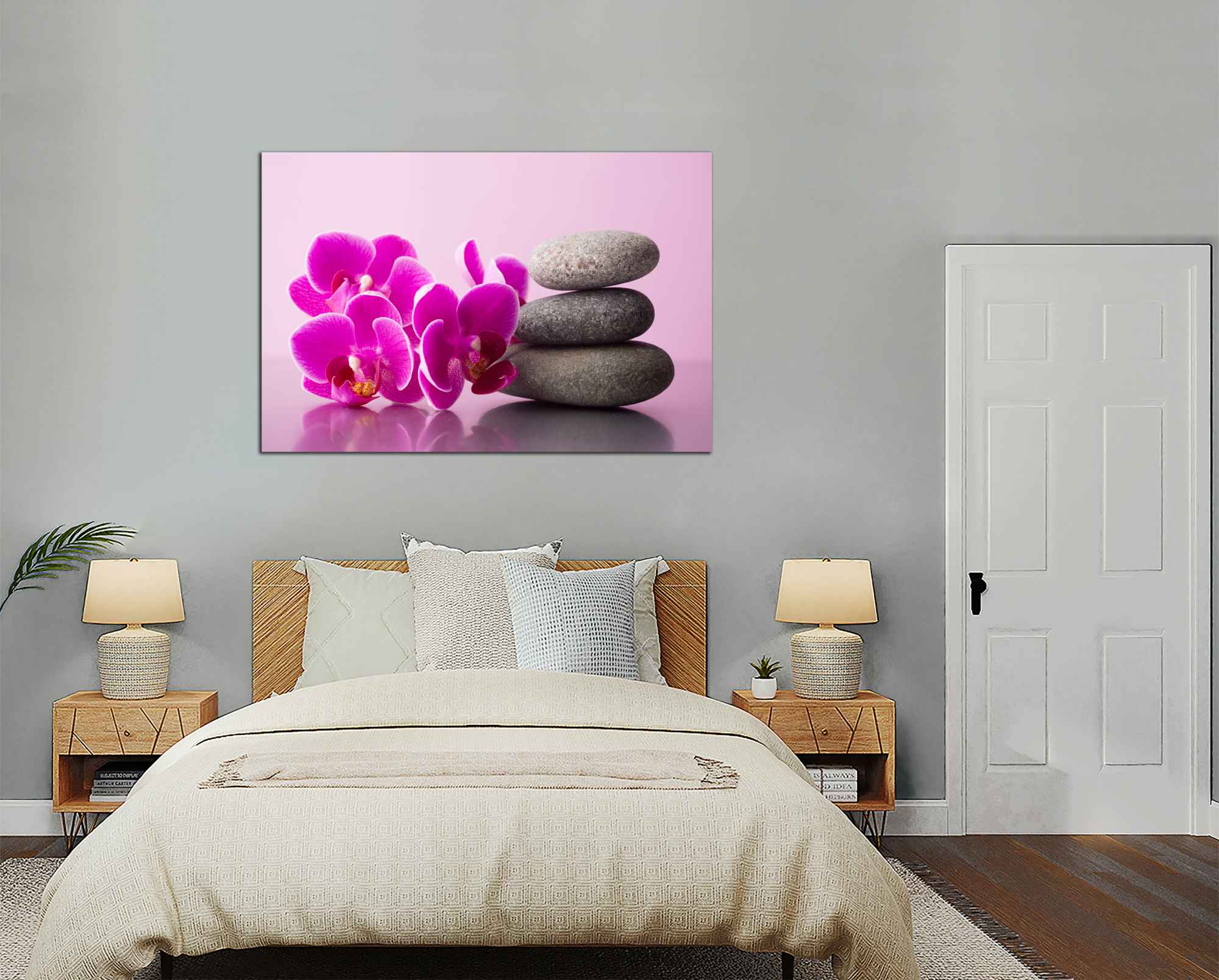 Obdĺžnikový obraz Orchidea a zen kamene