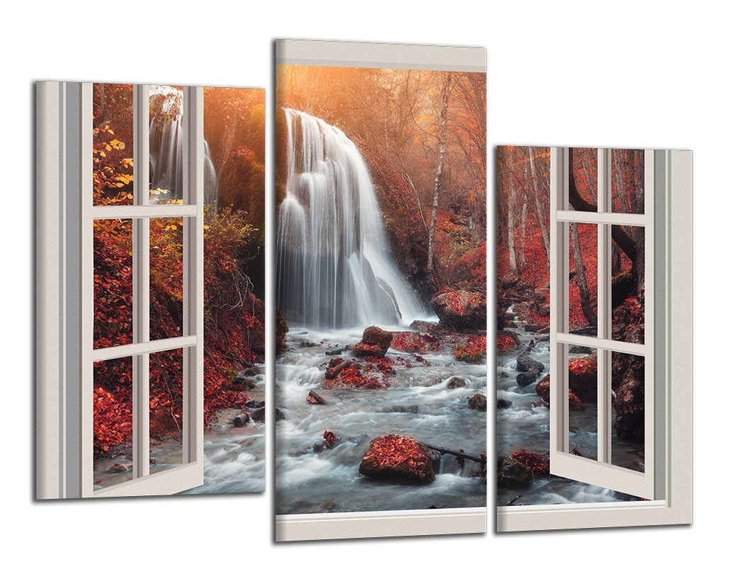 Obdĺžnikový obraz Okno do jesenného lesa