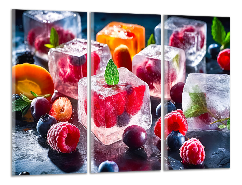 Obdĺžnikový obraz Ovocie a ľadové kocky