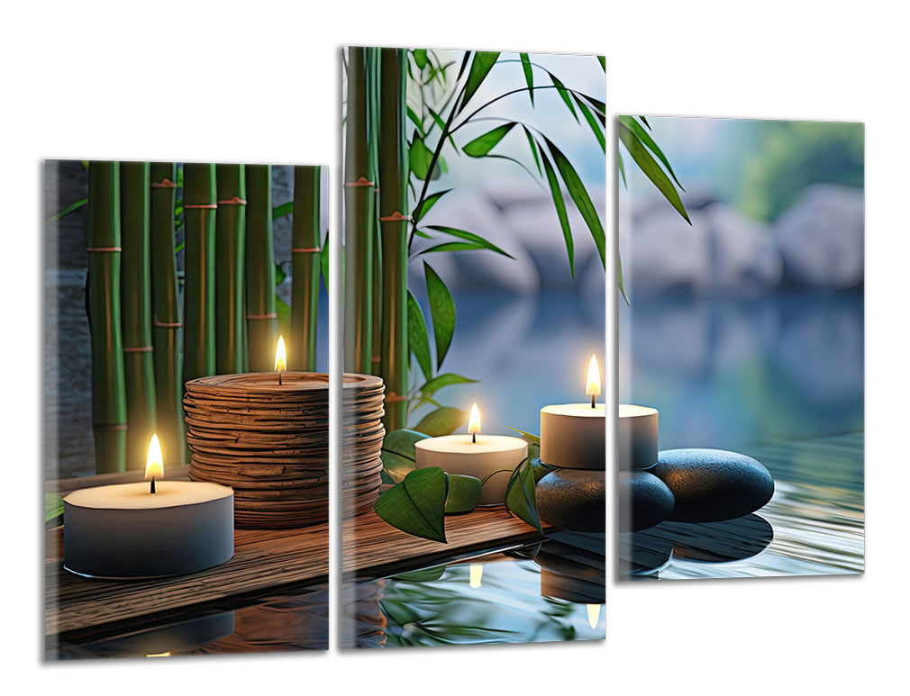 Obdĺžnikový obraz Bambus a sviečky