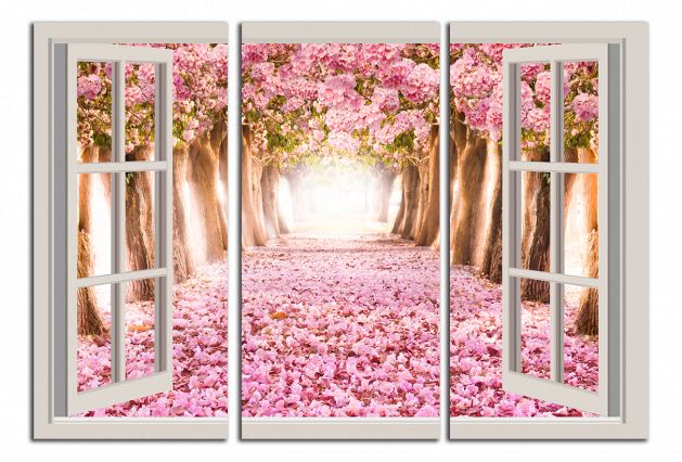 Obdĺžnikový obraz Okno do aleje kvetov