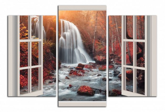 Obdĺžnikový obraz Okno do jesenného lesa