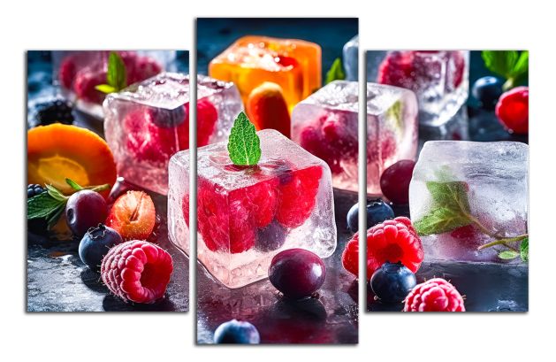 Obdĺžnikový obraz Ovocie a ľadové kocky