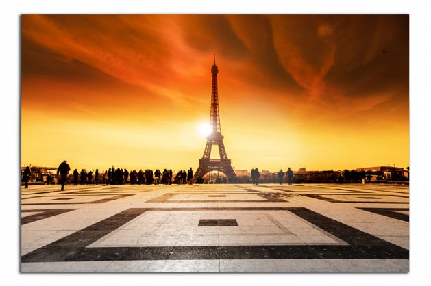 Obdĺžnikový obraz Eiffelovka a západ slnka