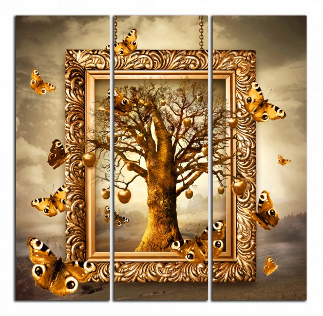 Štvorcový obraz Strom a motýle