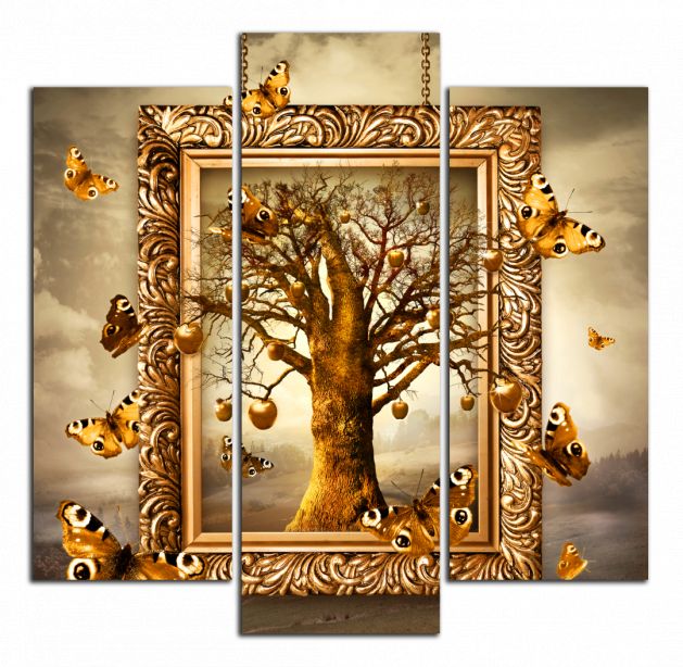 Štvorcový obraz Strom a motýle