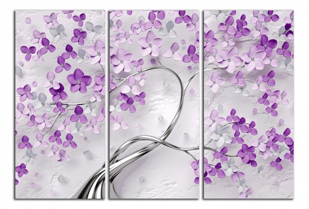 Obdĺžnikový obraz Strom a fialové kvety