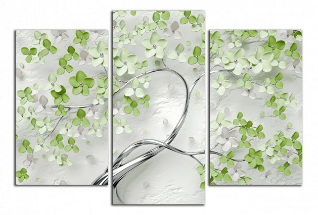 Obdĺžnikový obraz Strom a zelené kvety