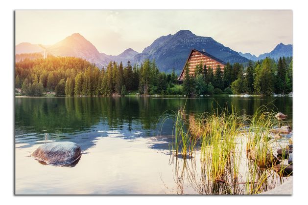 Obdĺžnikový obraz Tatry a západ slnka