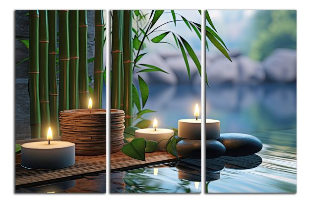 Obdĺžnikový obraz Bambus a sviečky